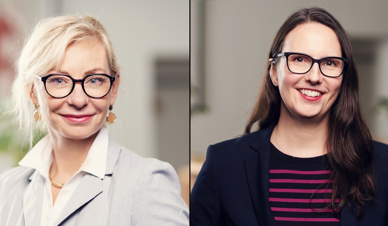 Laila Marie Bendiksen (tv.) og Line Bjerkek skal i gang med å lage ukentlige videosnutter med «koronajussen» som tema, og håper du vil sende inn dine spørsmål.