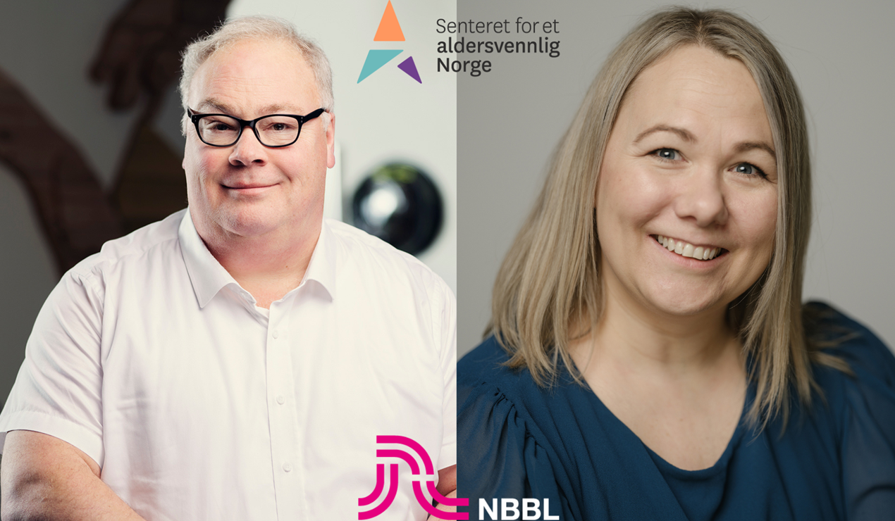 NBBL og Senteret for et aldersvennlig Norge har inngått et partnerskap. Bård Folke Fredriksen, administrerende direktør i NBBL og Nina Myklebust, leder av senterets partnerskapsordning. Foto: Nadia Frantsen/Senteret for et aldersvennlig Norge